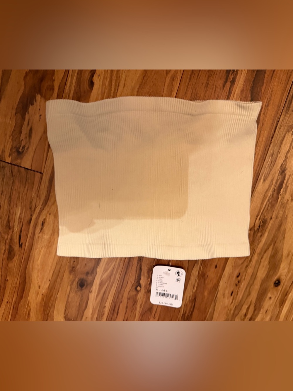 Free People Cream Ribbed Bandeau Top